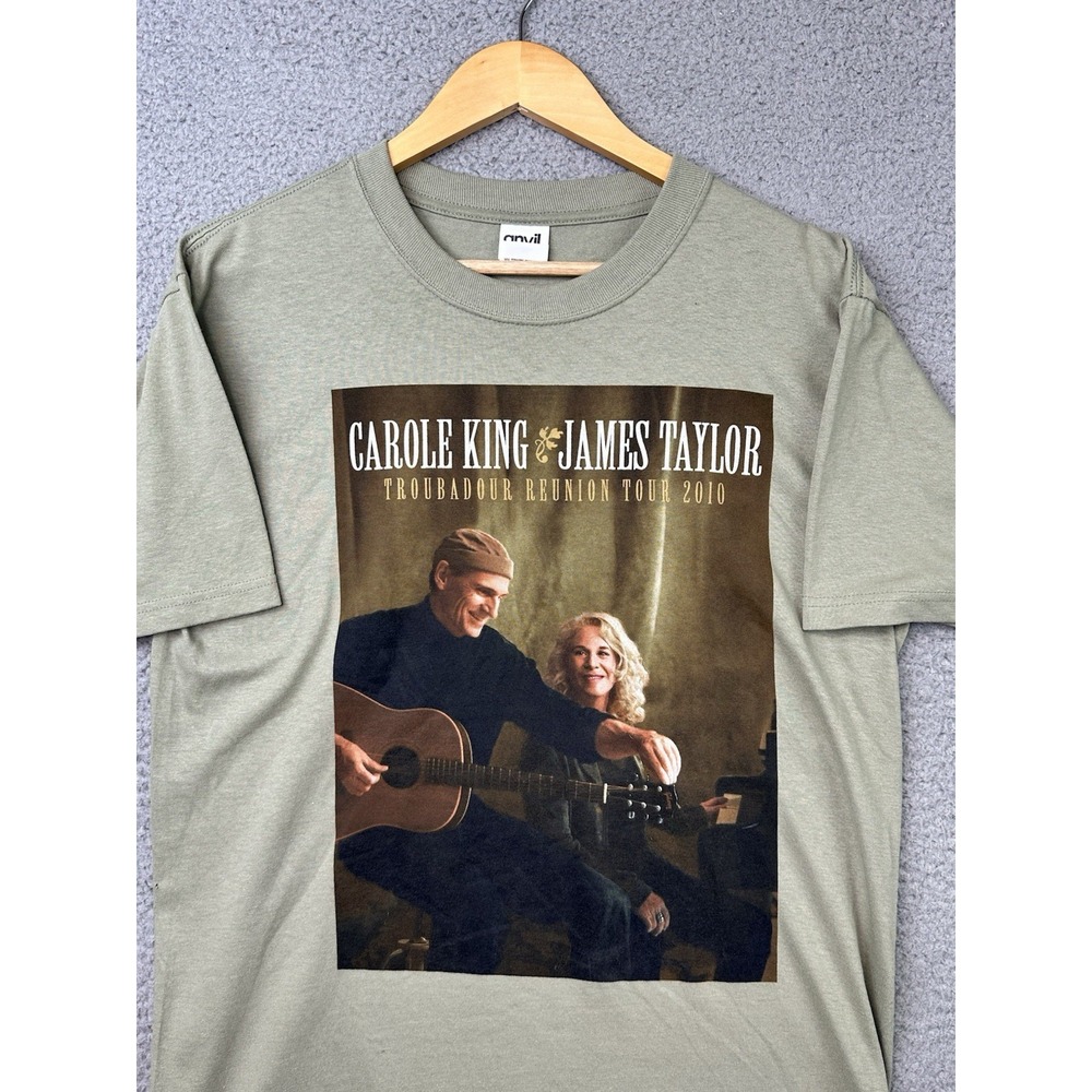 Carole King & James Taylor Troubadour Reunion Tour 2010 T Shirt Men Medium Green - Picture 3 of 10